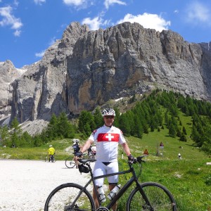 in Swiss dress around Sella