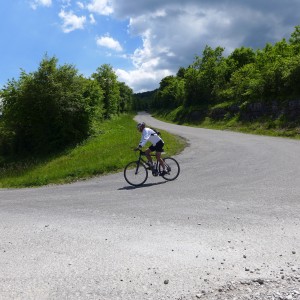 Long, steep descent on the East side